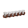 Decorative Candle Holder with 6 Glass Votive Holders and Brown Wood Base