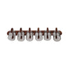 Decorative Candle Holder with 6 Glass Votive Holders and Brown Wood Base