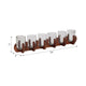 Decorative Candle Holder with 6 Glass Votive Holders and Brown Wood Base