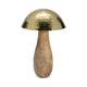 Mushroom Decor Sculpture | Hammered Gold Top | 16" Brown Mango Wood