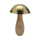 Mushroom Decor Sculpture | Hammered Gold Top | 16" Brown Mango Wood