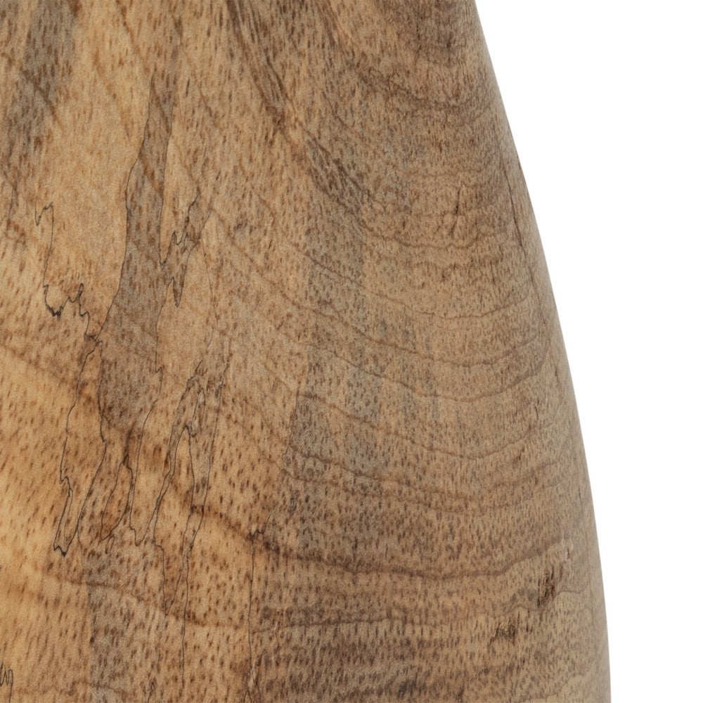 Mushroom Decor Sculpture | Hammered Gold Top | 16" Brown Mango Wood