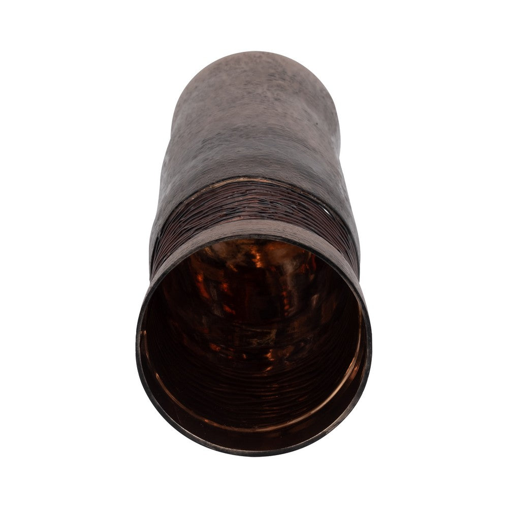 Decorative Flower Vase | Textured Enamel Bronze Glass | 18" Tall Cylinder