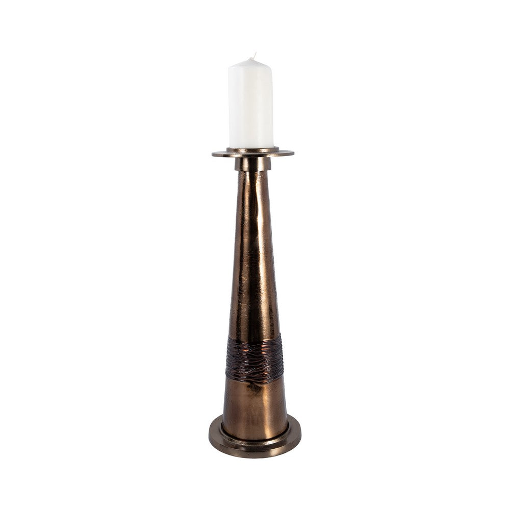 Decorative Pillar Candle Holder | 21" Tapered | Rich Bronze Aluminum
