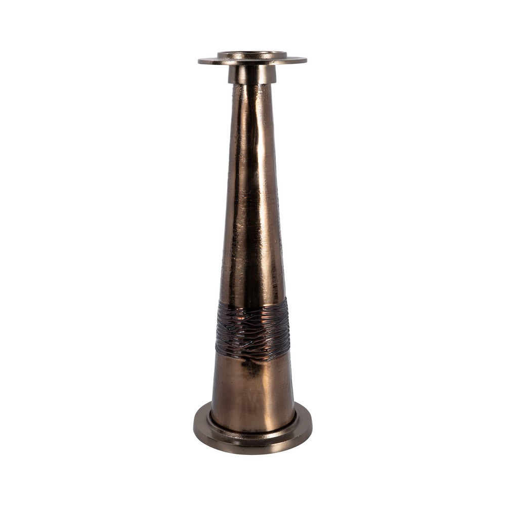 Decorative Pillar Candle Holder | 21" Tapered | Rich Bronze Aluminum