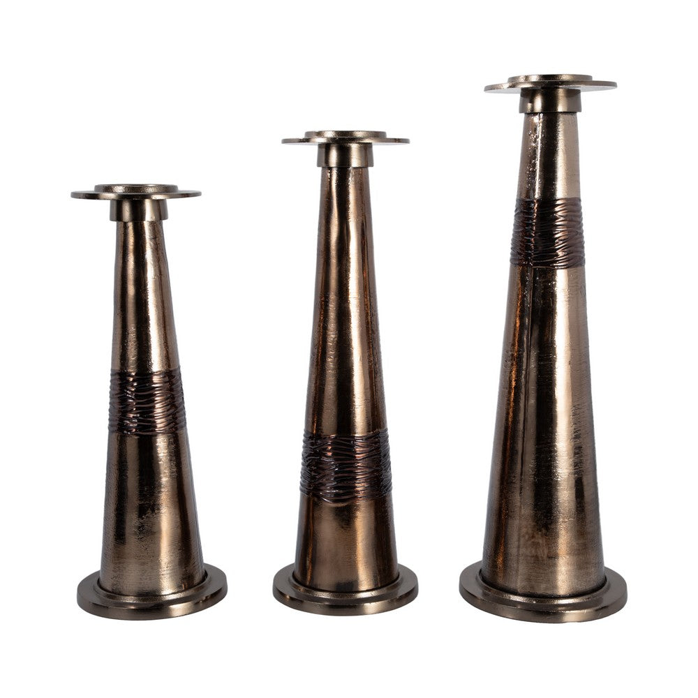 Decorative Pillar Candle Holder | 21" Tapered | Rich Bronze Aluminum