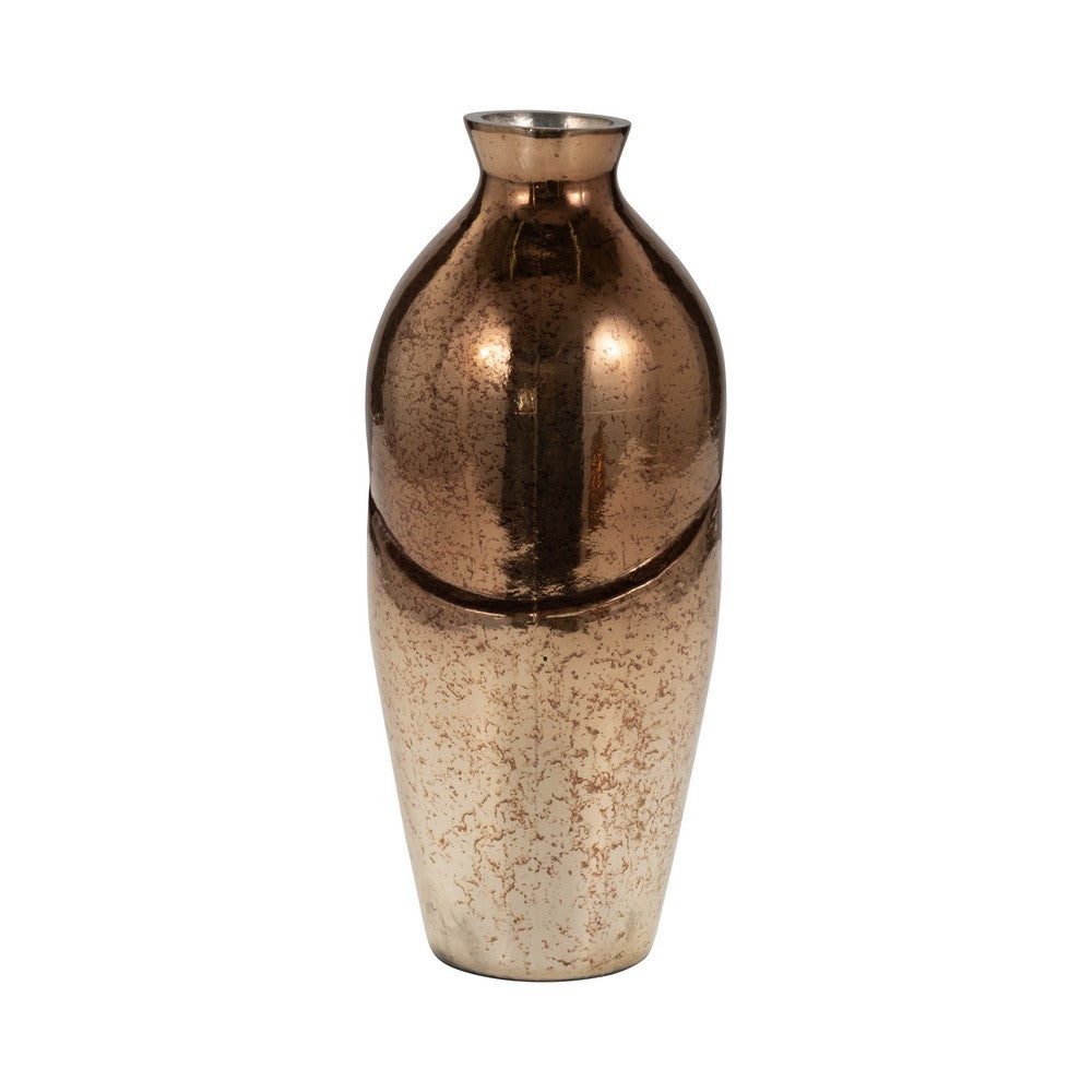 Decorative Flower Vase | Elegant Spiral Cut | 12" Bronze Finished Glass