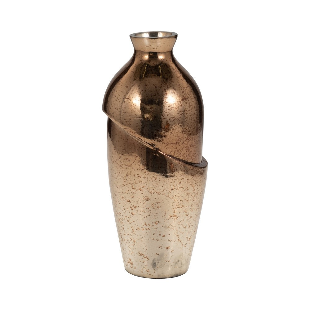 Decorative Flower Vase | Elegant Spiral Cut | 12" Bronze Finished Glass