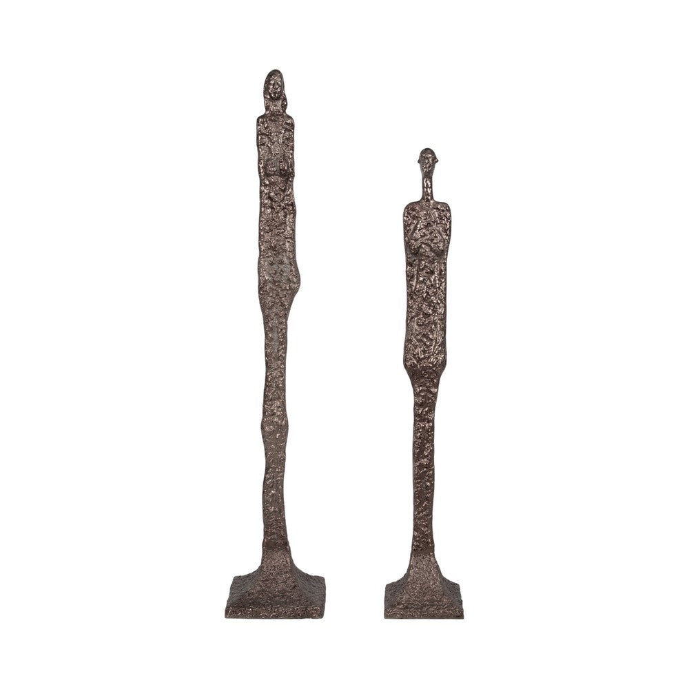 Freestanding Floor Sculpture | Metal Tribal Design | 69" Tall Bronze Finish