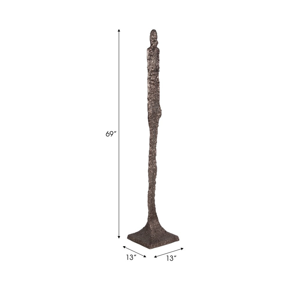 Freestanding Floor Sculpture | Metal Tribal Design | 69" Tall Bronze Finish