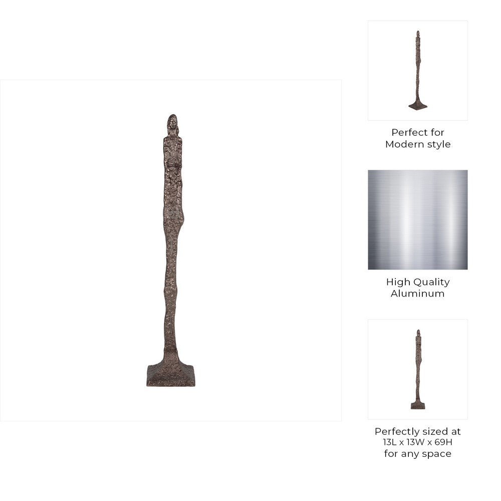 Freestanding Floor Sculpture | Metal Tribal Design | 69" Tall Bronze Finish