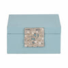 10" Faux Leather Decorative Storage Box w Accents | Blue & Silver