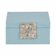 10" Faux Leather Decorative Storage Box w Accents | Blue & Silver