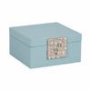 10" Faux Leather Decorative Storage Box w Accents | Blue & Silver