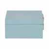 10" Faux Leather Decorative Storage Box w Accents | Blue & Silver