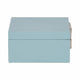 10" Faux Leather Decorative Storage Box w Accents | Blue & Silver