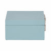 10" Faux Leather Decorative Storage Box w Accents | Blue & Silver