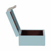 10" Faux Leather Decorative Storage Box w Accents | Blue & Silver