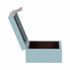 10" Faux Leather Decorative Storage Box w Accents | Blue & Silver