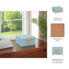 10" Faux Leather Decorative Storage Box w Accents | Blue & Silver