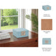10" Faux Leather Decorative Storage Box w Accents | Blue & Silver