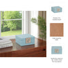 10" Faux Leather Decorative Storage Box w Accents | Blue & Silver