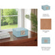 10" Faux Leather Decorative Storage Box w Accents | Blue & Silver