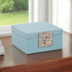 10" Faux Leather Decorative Storage Box w Accents | Blue & Silver