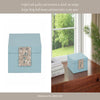 10" Faux Leather Decorative Storage Box w Accents | Blue & Silver