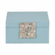 10" Faux Leather Decorative Storage Box w Accents | Blue & Silver