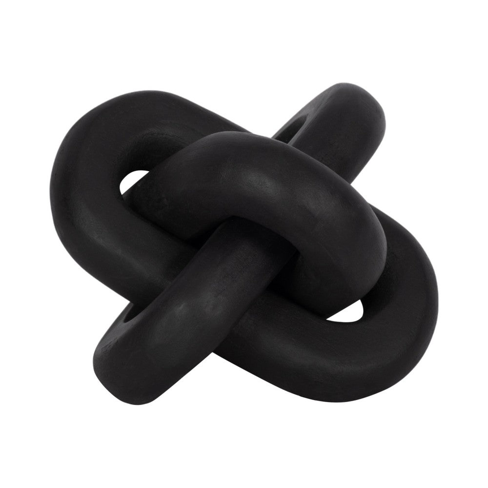 Decorative Sculpture | 6" Interlocking Abstract Knot | Black Mango Wood