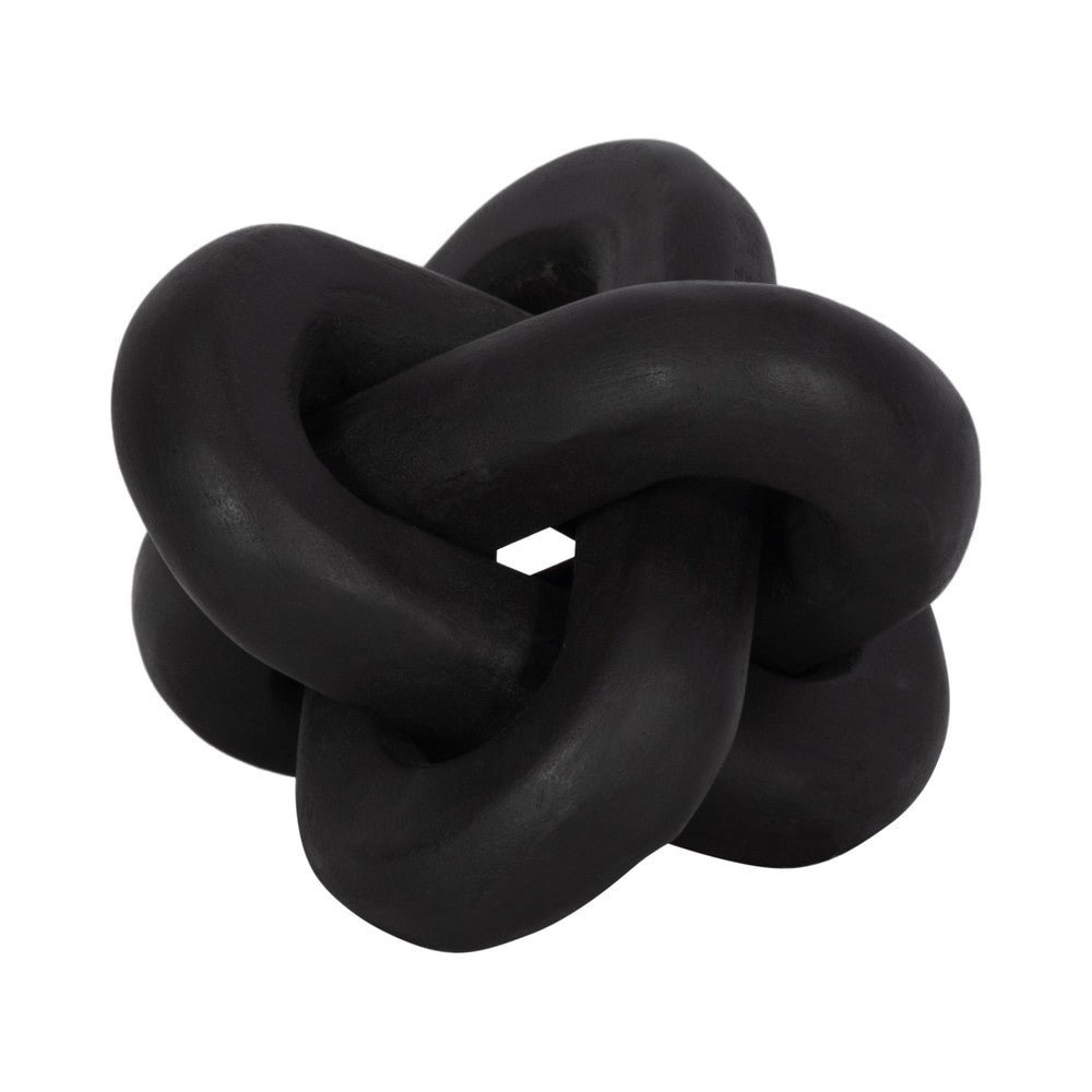 Decorative Sculpture | 6" Interlocking Abstract Knot | Black Mango Wood