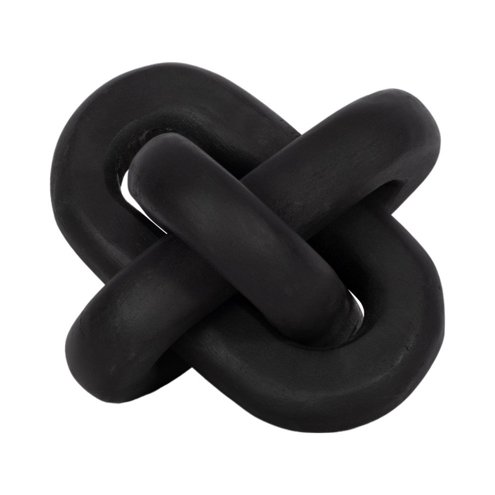 Decorative Sculpture | 6" Interlocking Abstract Knot | Black Mango Wood