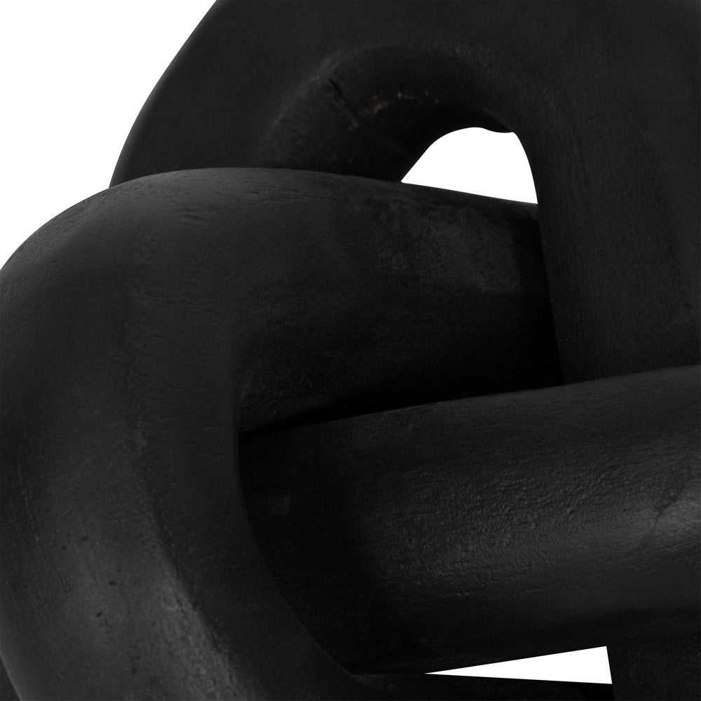Decorative Sculpture | 6" Interlocking Abstract Knot | Black Mango Wood