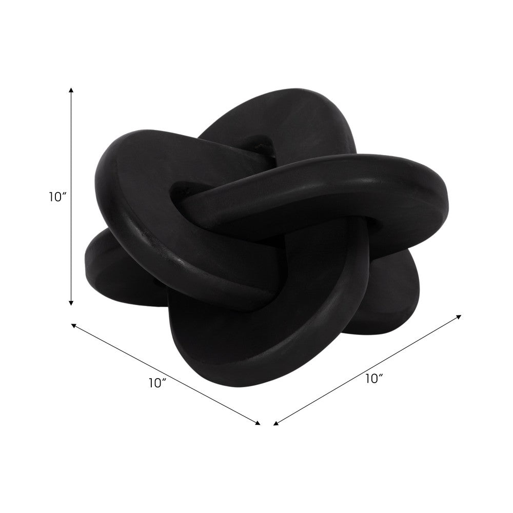 Tyrell Decorative Knot Accent | Rounded | Black Solid Mango Wood 10"