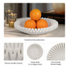 Decorative Accent Bowl | 12" Pleated Flower Shaped White Ceramic