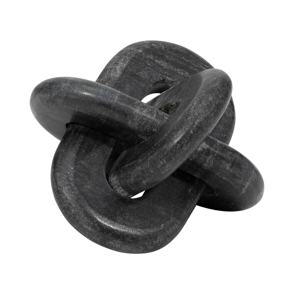 Decorative Sculpture | 6" Interlocking Abstract Knot | Gray Marble