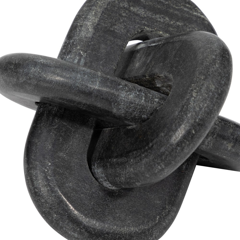 Decorative Sculpture | 6" Interlocking Abstract Knot | Gray Marble