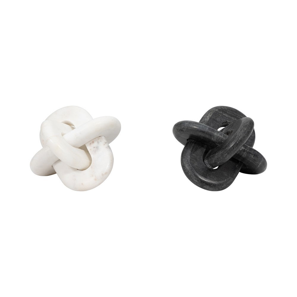 Decorative Sculpture | 6" Interlocking Abstract Knot | Gray Marble