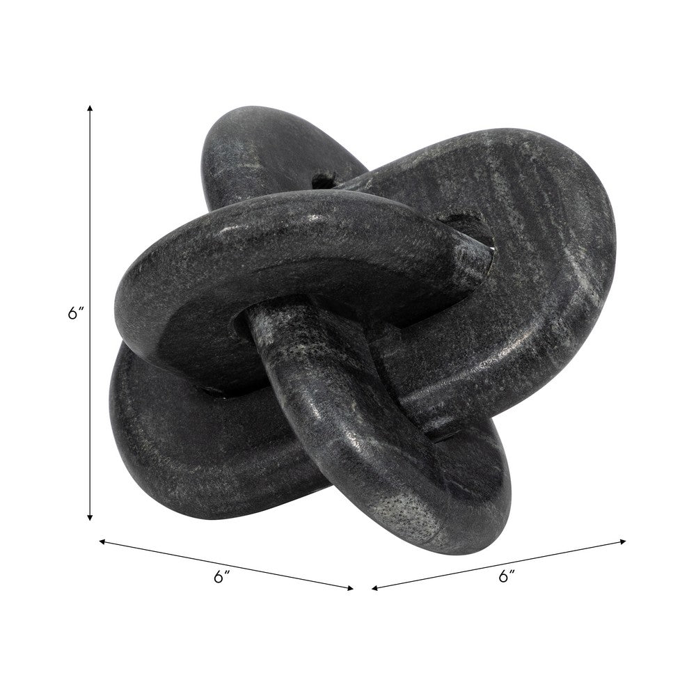 Decorative Sculpture | 6" Interlocking Abstract Knot | Gray Marble