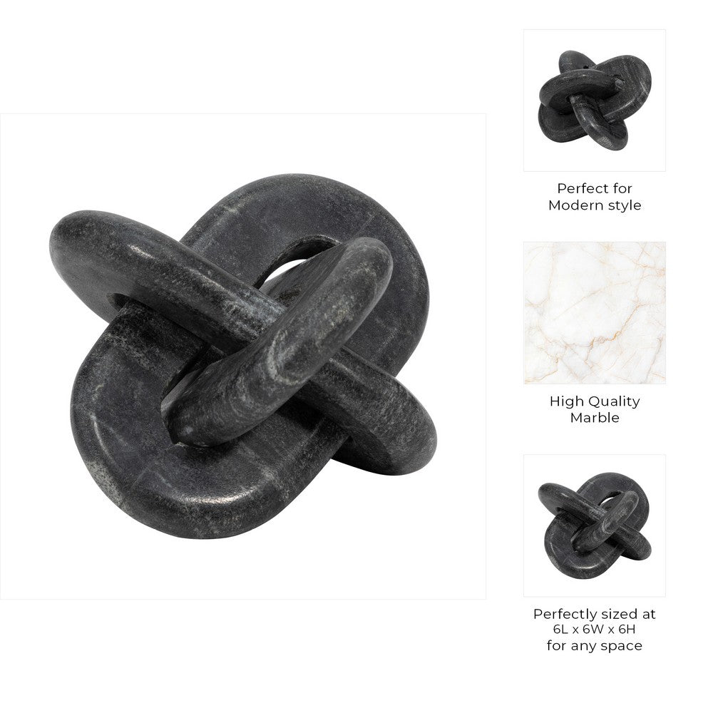 Decorative Sculpture | 6" Interlocking Abstract Knot | Gray Marble
