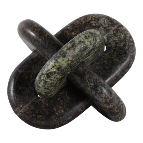 Accent Decor | 6" Interlocked Knot Marble Design | Modern Dark Green