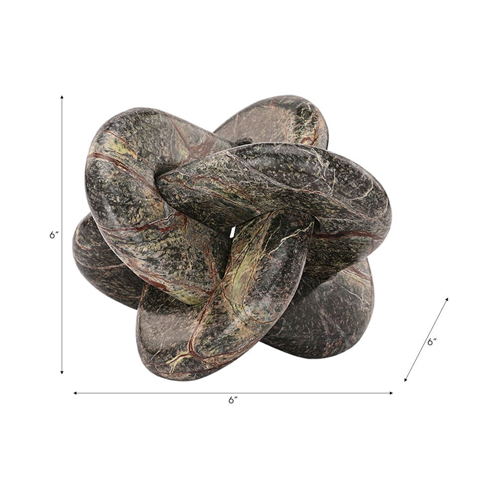 Accent Decor | 6" Interlocked Knot Marble Design | Modern Dark Green