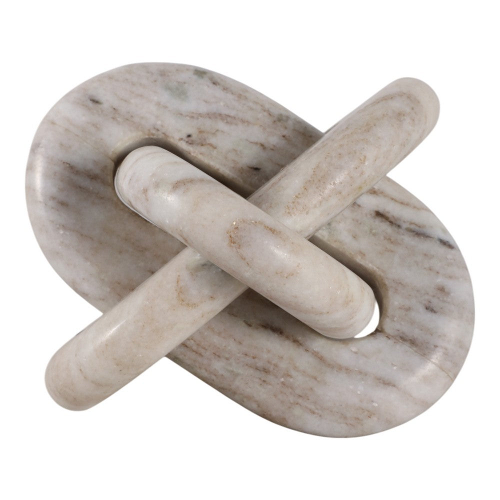 Decorative Sculpture | Contemporary Handcrafted Abstract Knot | Beige Marble