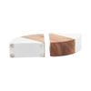 Crescent Bookends Set of 2 | Brass Accent | White Marble Natural Brown Wood