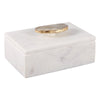 Decorative Jewelry Box with Gold Agate Top | 6" Luxe White Marble