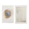 Decorative Jewelry Box with Gold Agate Top | 6" Luxe White Marble