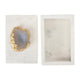 Decorative Jewelry Box with Gold Agate Top | 6" Luxe White Marble