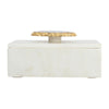 Decorative Jewelry Box with Gold Agate Top | 6" Luxe White Marble