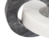 8" Tabletop Decor | Double Ring Sculpture | White Marble & Black Wood